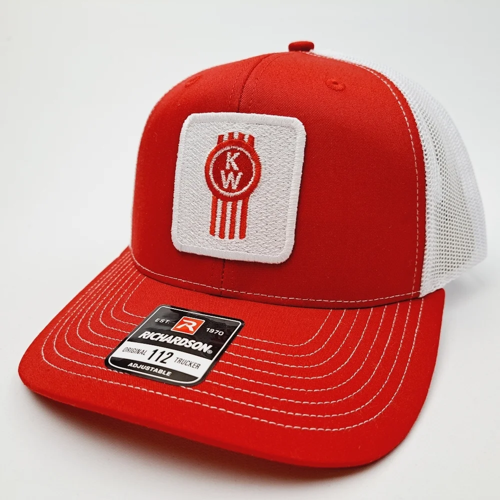 Kenworth Richardson 112 Trucker Mesh Snapback Cap Hat Red Embroidered patch